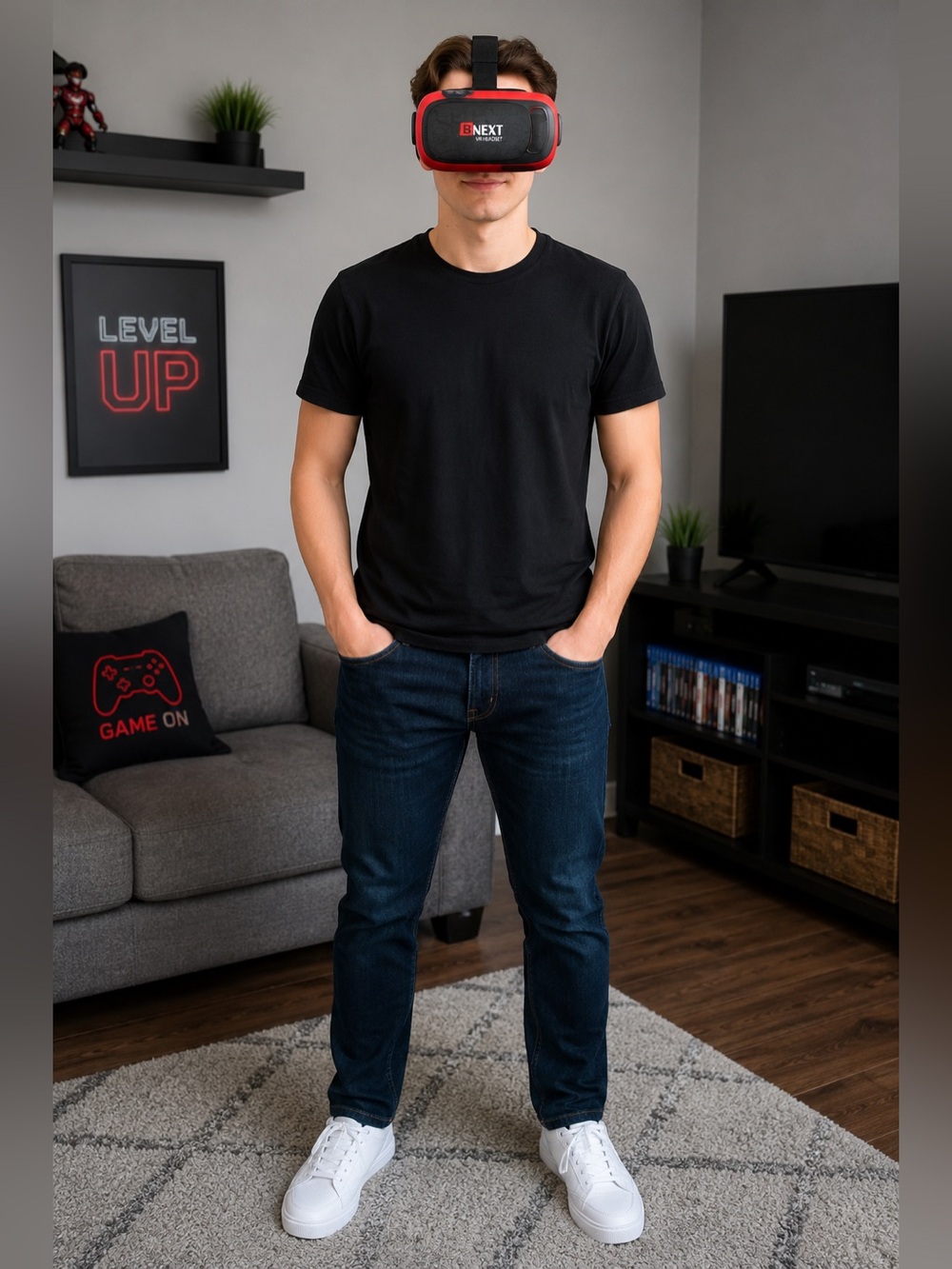 BNEXT VR Headset Smartphone Virtual Reality Goggles Red Black Adjustable | EUC
